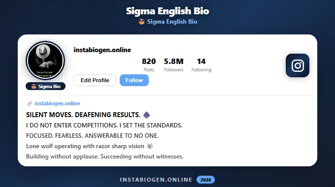 Instagram Bio Sigma in English